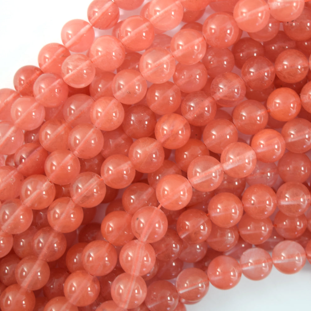 Cherry Quartz Round Beads Gemstone 15" Strand 4mm 6mm 8mm 10mm 12mm - Eagle Beadz