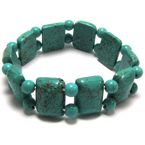 20mm turquoise stretch bracelet 8" magenta