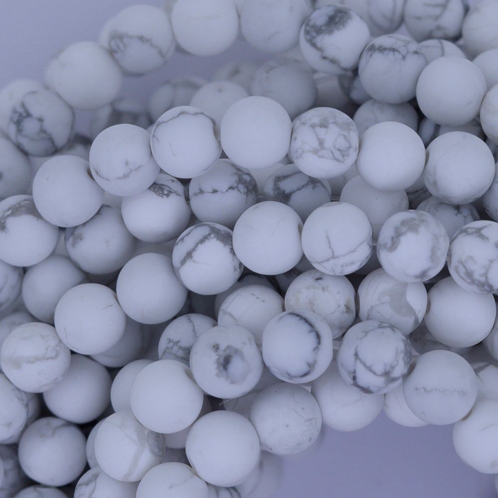 Natural Matte White Howlite Round Beads Gemstone 15" Strand 4mm 6mm 8mm 10mm