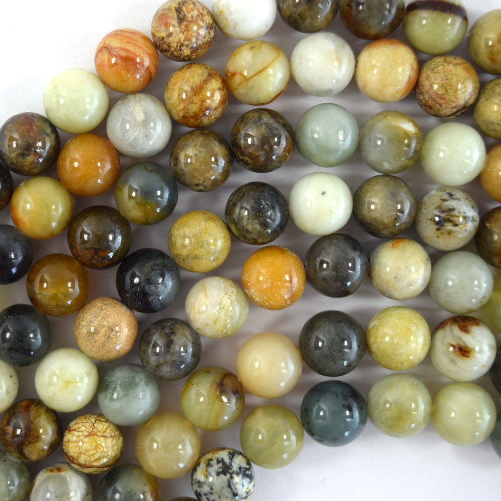 Natural Multicolor Flower Jade Round Beads Gemstone 15" Strand 6mm 8mm 10mm