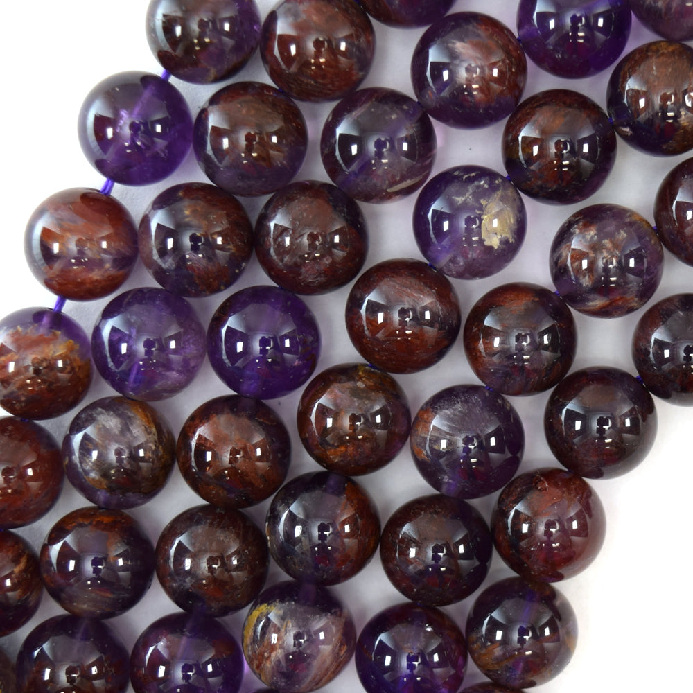 Natural Purple Phantom Amethyst Round Beads 15.5" Strand 6mm 8mm 10mm 12mm