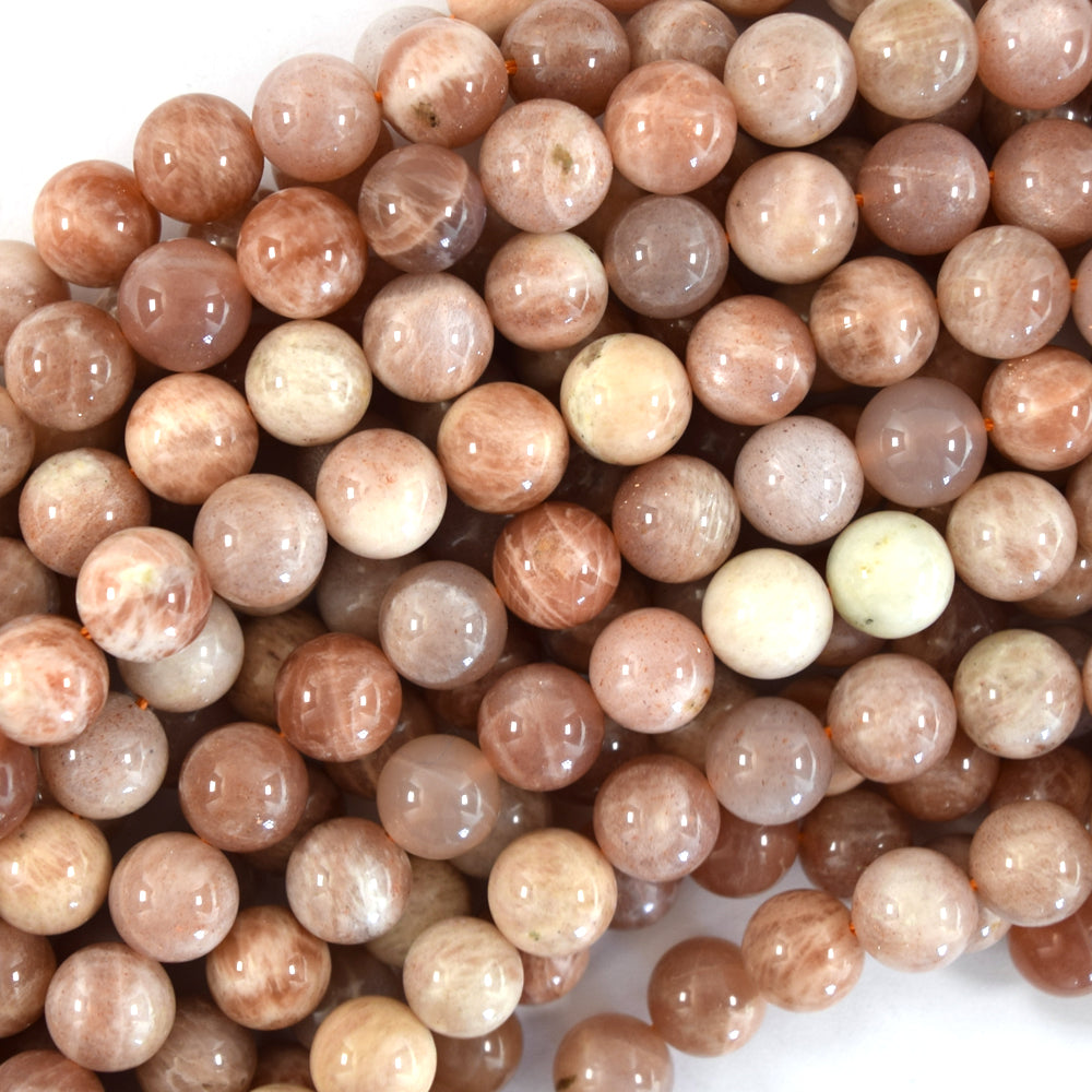 Natural Sunstone Round Beads Gemstone 15" Strand 4mm 6mm 8mm 10mm