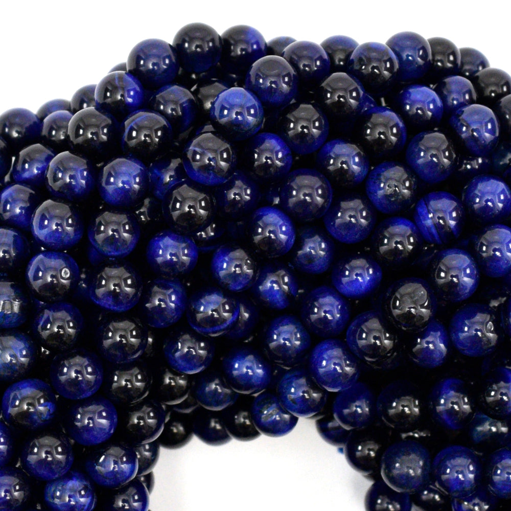 AA Blue Tiger Eye Round Beads Gemstone 15" Strand 4mm 6mm 8mm 10mm 12mm