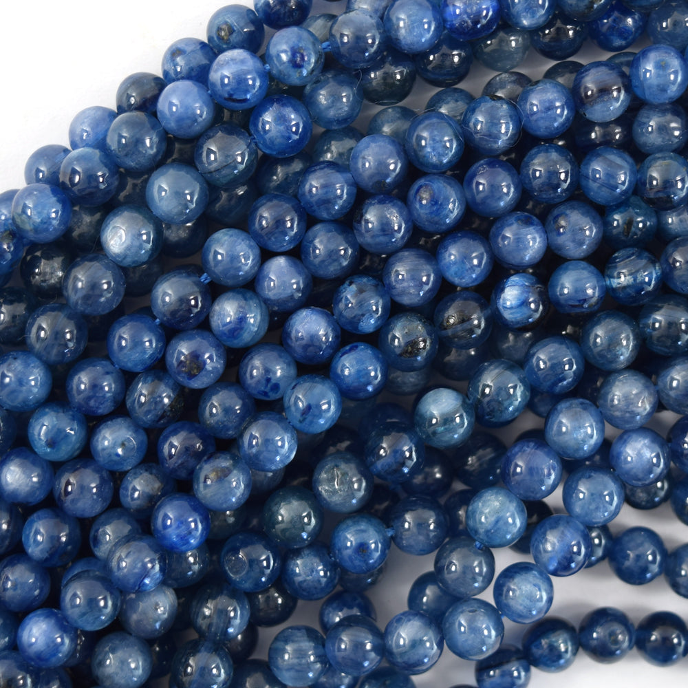 AA Blue Kyanite Round Beads Gemstone 15.5" Strand 4mm 6mm 8mm