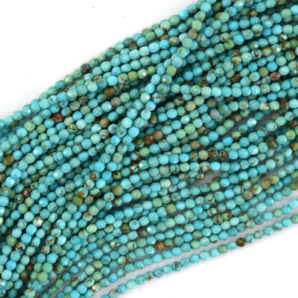 Faceted Blue Turquoise Round Beads 15.5