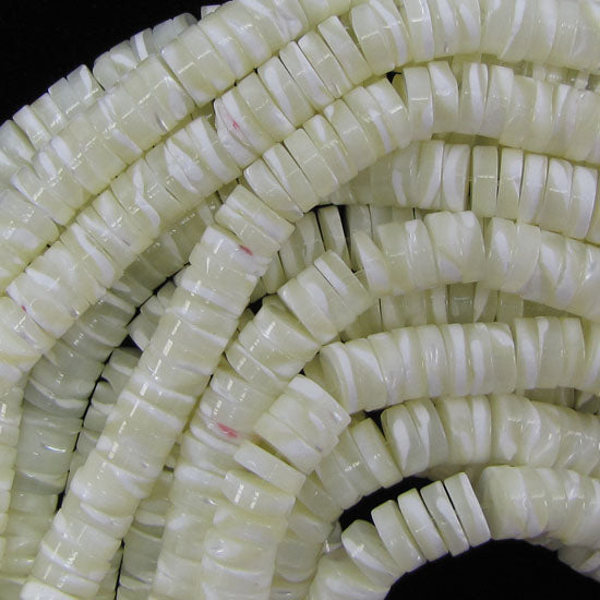 White Mother Of Pearl MOP Heishi Disc Beads Gemstone 15.5" Strand 4mm 6mm 8mm
