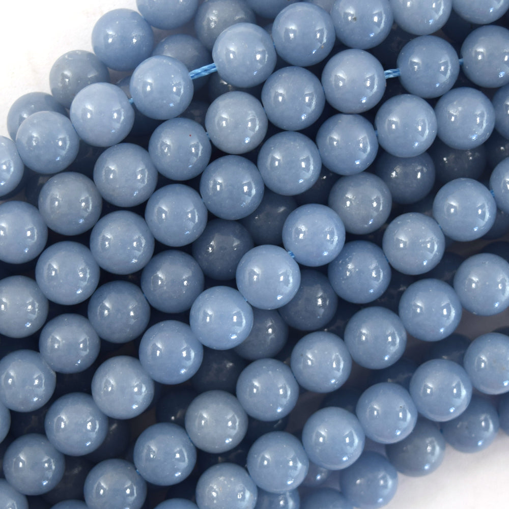 AA Natural Blue Angelite Round Beads Gemstone 15" Strand 4mm 6mm 8mm 10mm S1