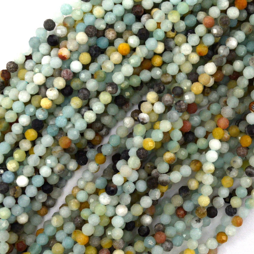 Natural Faceted Amazonite Round Beads 14.5" Strand 4mm 6mm 8mm 10mm 12mm