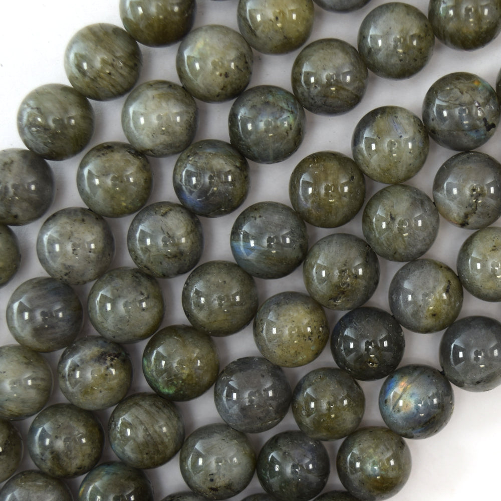 Natural Gray Labradorite Round Beads 15" Strand 4mm 6mm 8mm 10mm S1