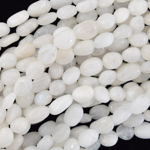 Natural Black White Moonstone Pebble Nugget Beads 15.5" Strand 6-8mm 8-10mm