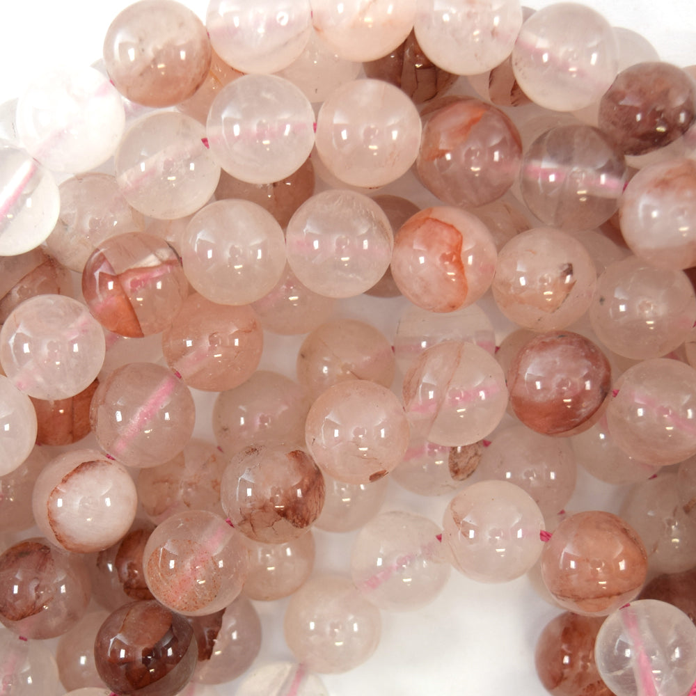 Natural Pink Red Hematoid Quartz Round Beads 15" Strand 6mm 8mm 10mm 12mm