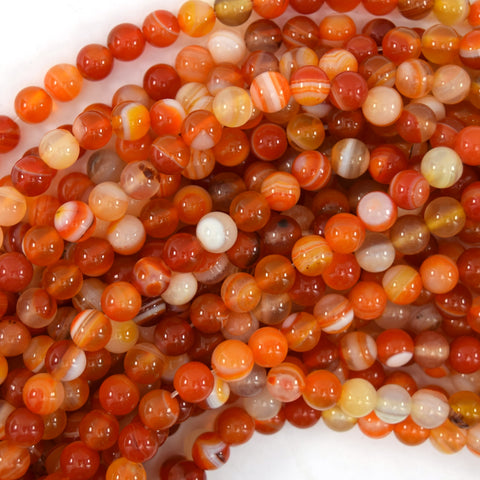 Star Cut Faceted Red Carnelian Round Beads Gemstone 14" Strand 6mm 8mm 10mm