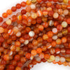 Orange Red Stripe Carnelian Round Beads 15