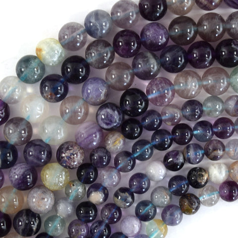 Natural Faceted Rainbow Fluorite Round Beads Gemstone 15" Strand 6mm 8mm 10mm