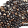 Brown Coffee Fire Agate Round beads Gemstone 15