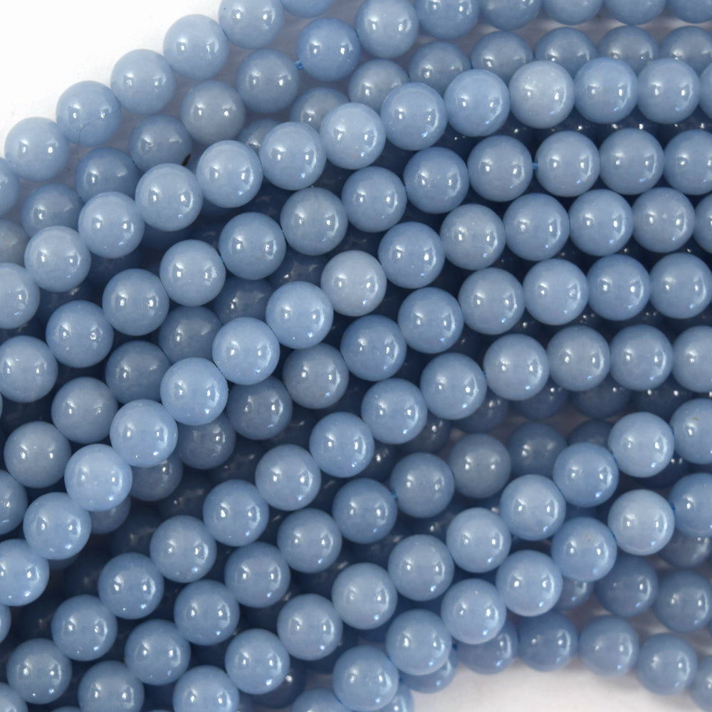 AA Natural Blue Angelite Round Beads Gemstone 15" Strand 4mm 6mm 8mm 10mm S1