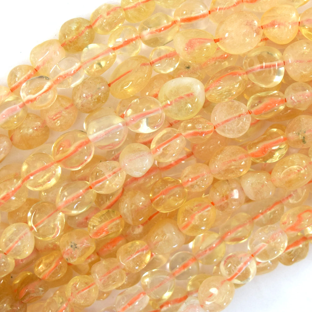Natural Yellow Citrine Pebble Nugget Beads 15.5