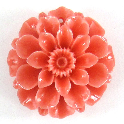 4 pieces 35mm synthetic coral carved chrysanthemum flower pendant bead red