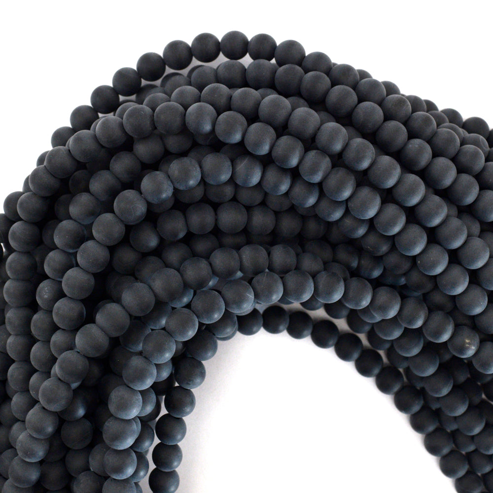Matte Black Onyx Round Beads Gemstone 15" Strand 3mm 4mm 6mm 8mm 10mm 12mm 14mm