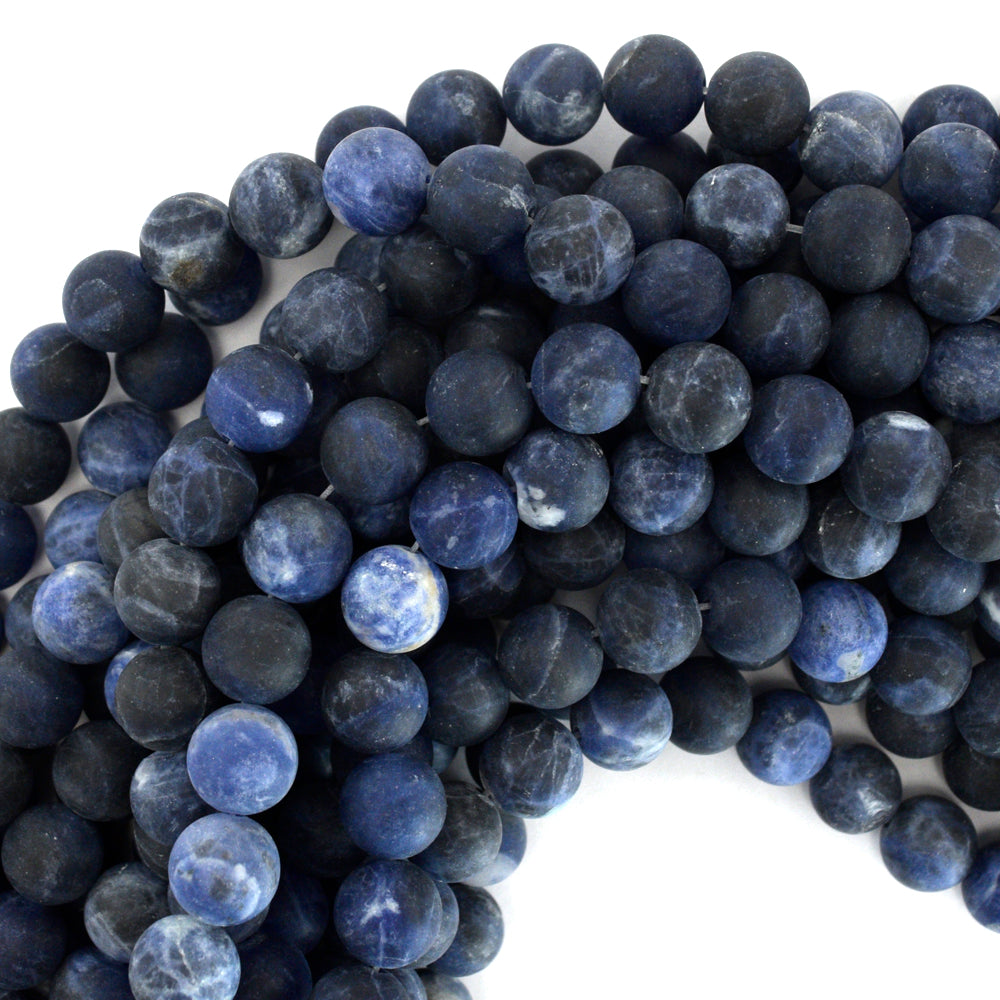 Natural Matte Blue Sodalite Round Beads Gemstone 15.5" Strand 4mm 6mm 8mm 10mm