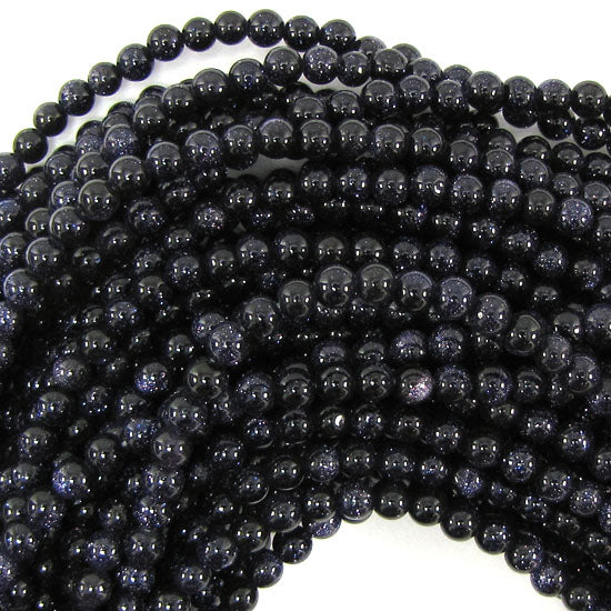 Blue Goldstone Round Beads Gemstone 14.5