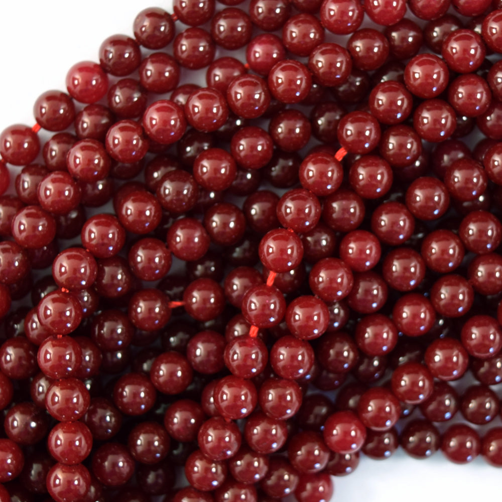Ruby Red Jade Round Beads Gemstone 15" Strand 3mm 4mm 6mm 8mm 10mm 12mm