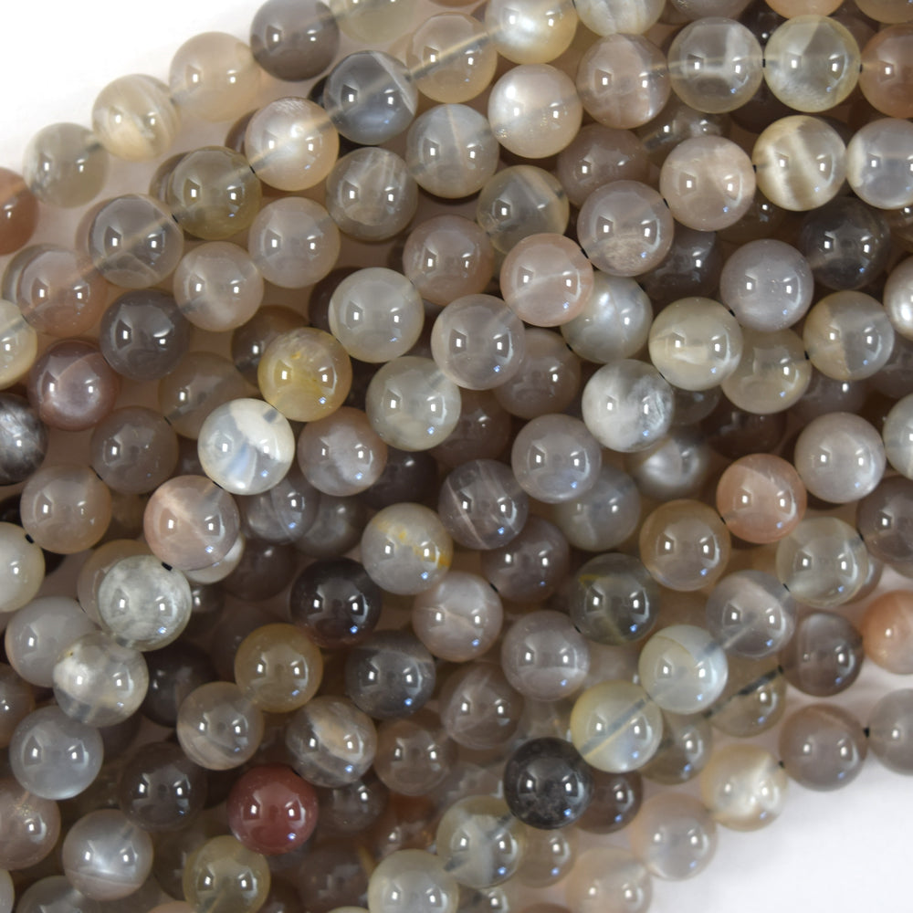 Natural Gray Moonstone Round Beads Gemstone 15" Strand 6mm 8mm 10mm