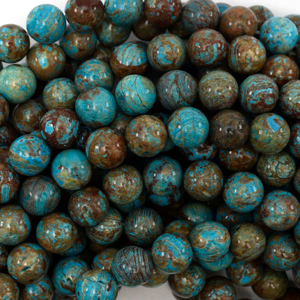 Brown Blue Turquoise Round Beads Gemstone 15" Strand 4mm 6mm 8mm 10mm 12mm