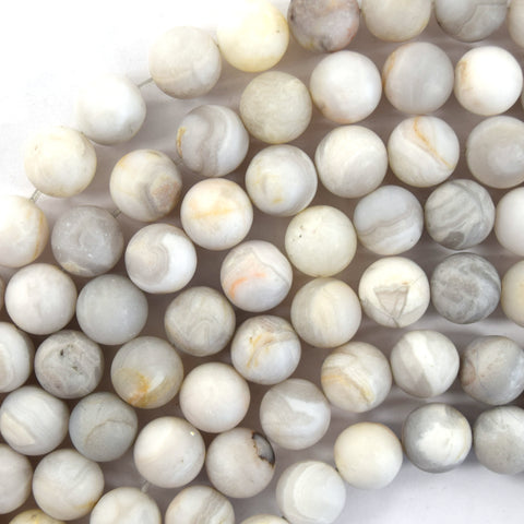 Natural Cream Crazy Lace Agate Round Beads 15" Strand 4mm 6mm 8mm 10mm 12mm