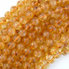 AAA Natural Yellow Citrine Round Beads Gemstone 15