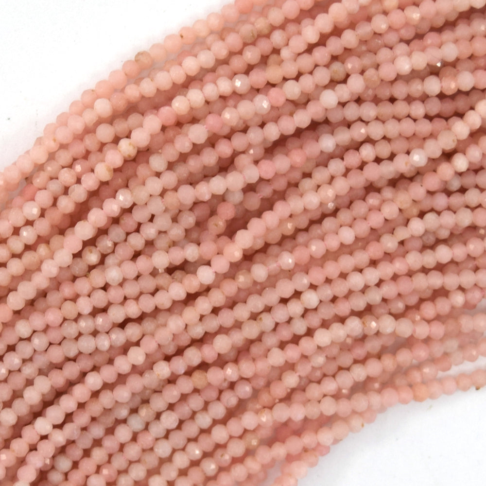 Natural Faceted Pink Opal Round Beads 15.5