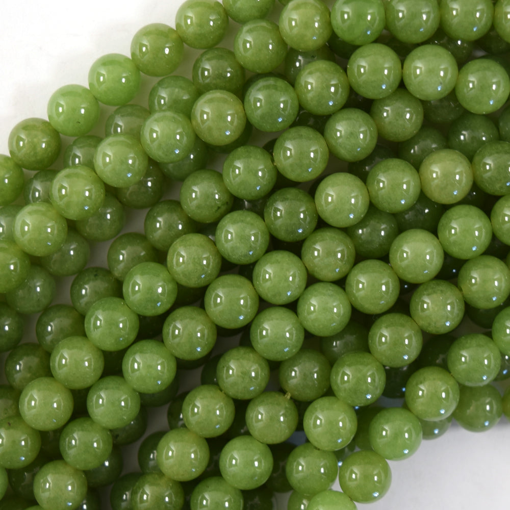 Canadian Light Green Jade Round Beads Gemstone 15" Strand 6mm 8mm 10mm S2