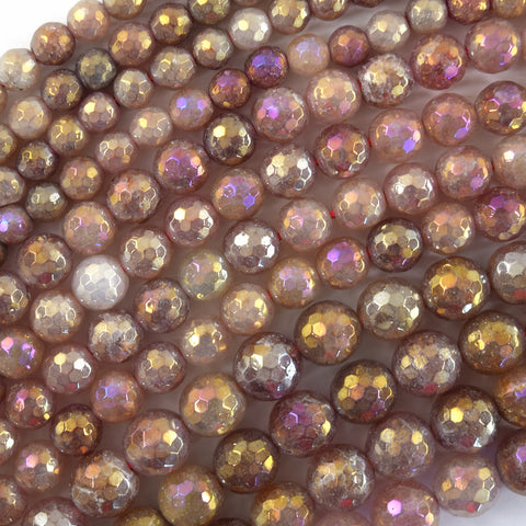 Natural Gold Rutilated Quartz Round Beads Gemstone 15" Strand 4mm 6mm 8mm 10mm