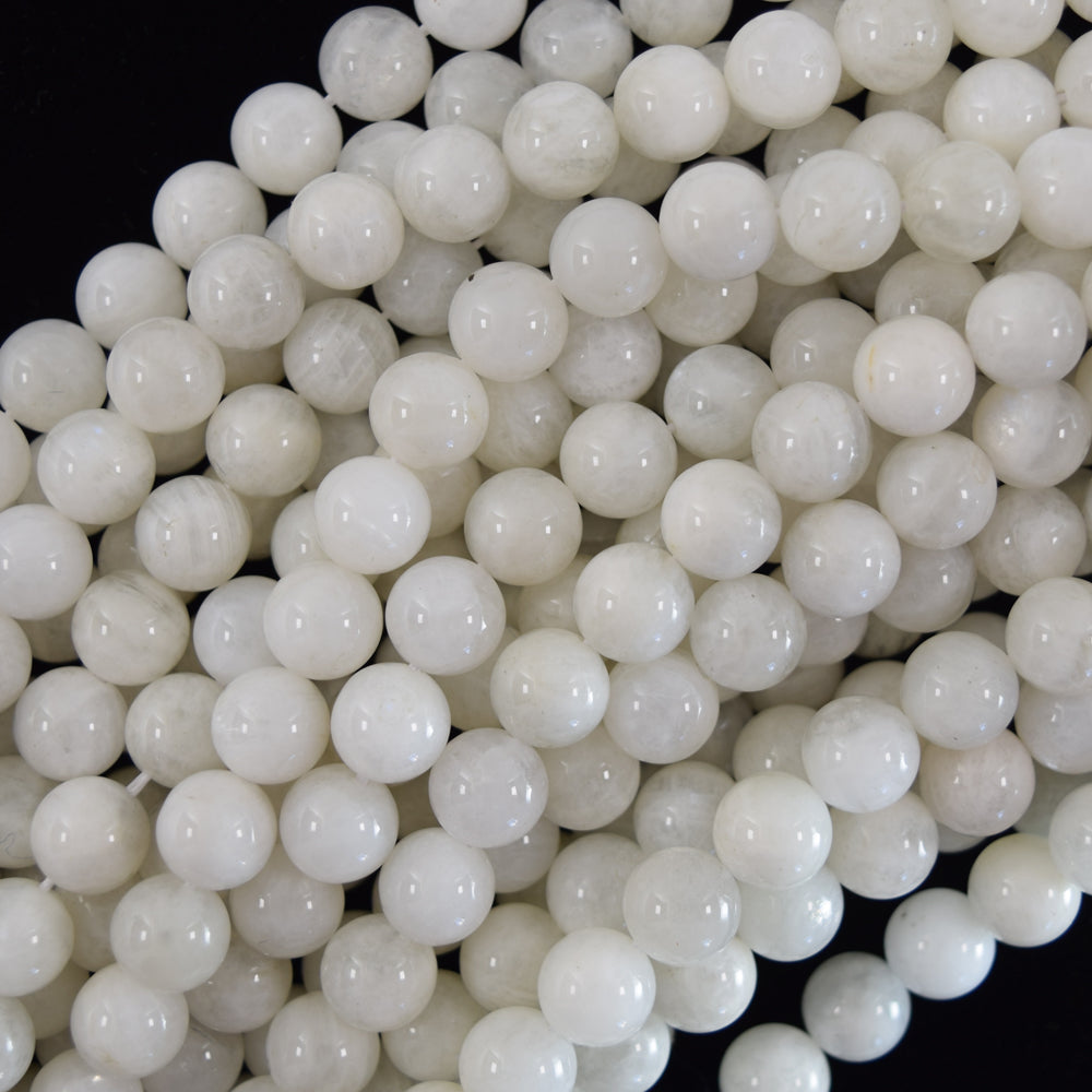 Natural White Moonstone Round Beads 15.5" Strand 4mm 6mm 8mm 10mm S1
