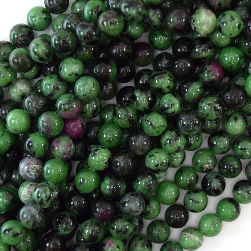 Natural Ruby Zoisite Round Beads Gemstone 15
