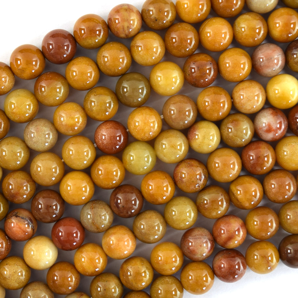 Natural Golden Sand Jade Round Beads Gemstone 15" Strand 6mm 8mm 10mm