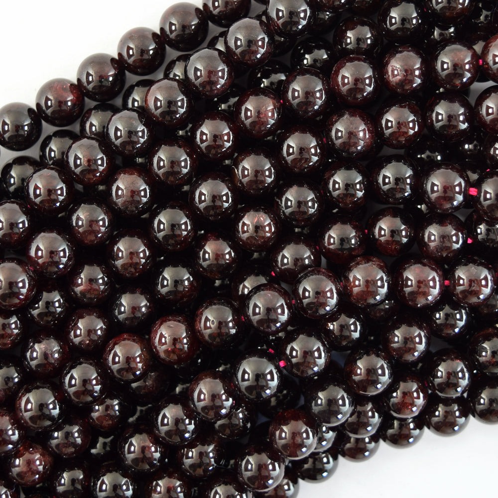 AA Natural Red Garnet Round Beads Gemstone 15" Strand 4mm 6mm 8mm 10mm - Eagle Beadz