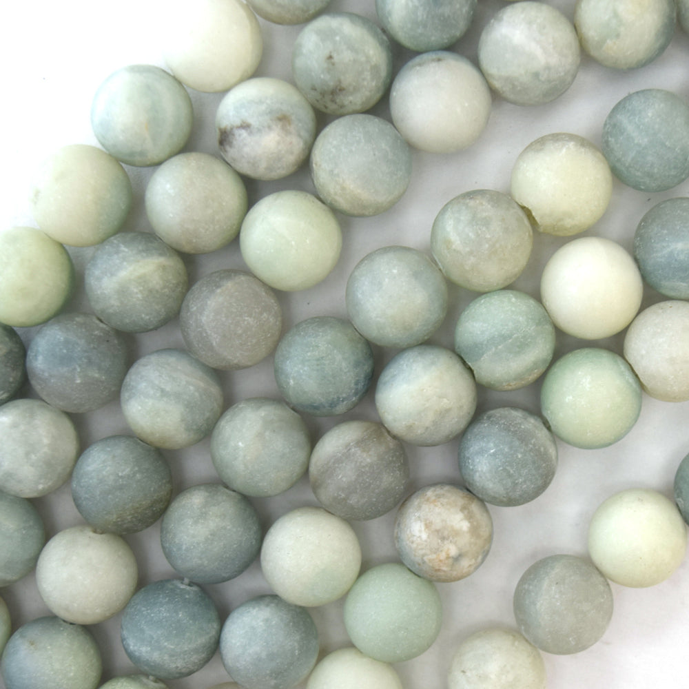 Natural Matte Light Blue Aquamarine round Beads 15.5"Strand S2 6mm 8mm 10mm 12mm