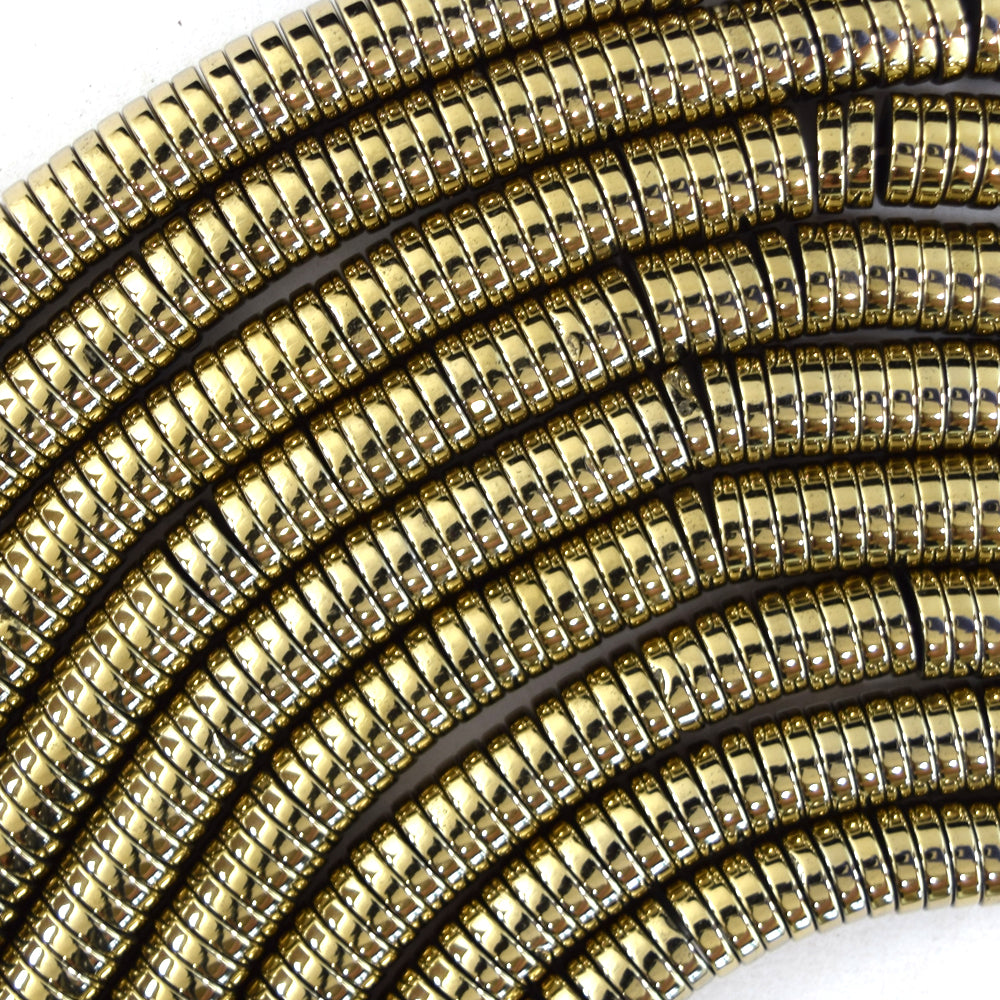 Pyrite Colored Hematite Heishi Disc Beads Gemstone 15.5" Strand 3mm 4mm 6mm 8mm