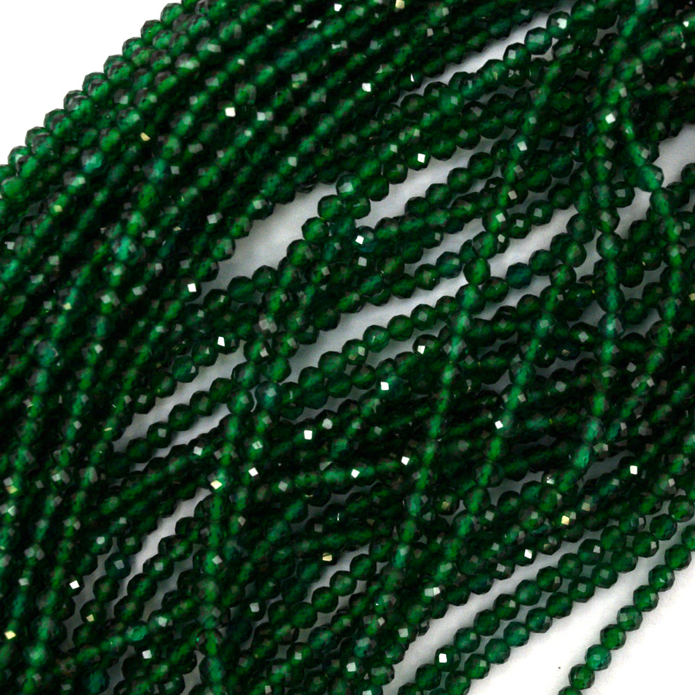 2mm faceted green emerald quartz round beads 15.5