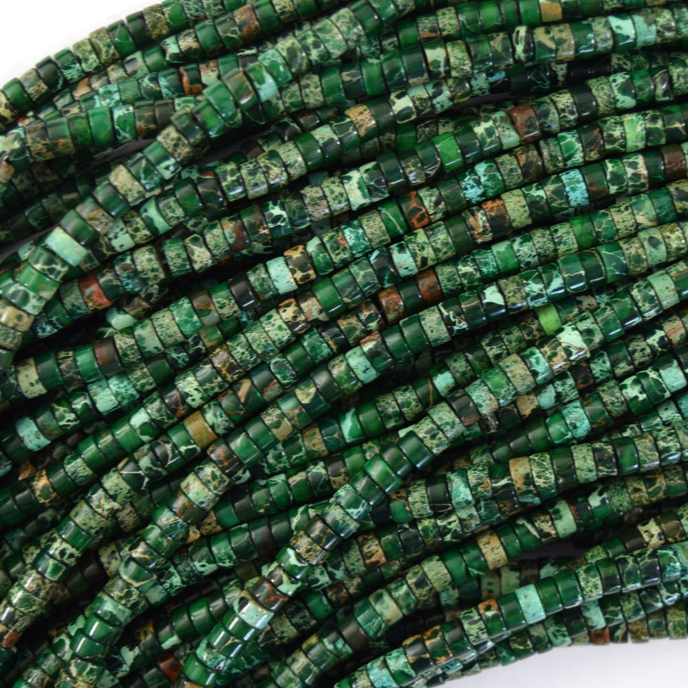 2x4mm Sea Sediment Jasper Heishi Disc Beads 15.5" Strand blue magenta green 4mm