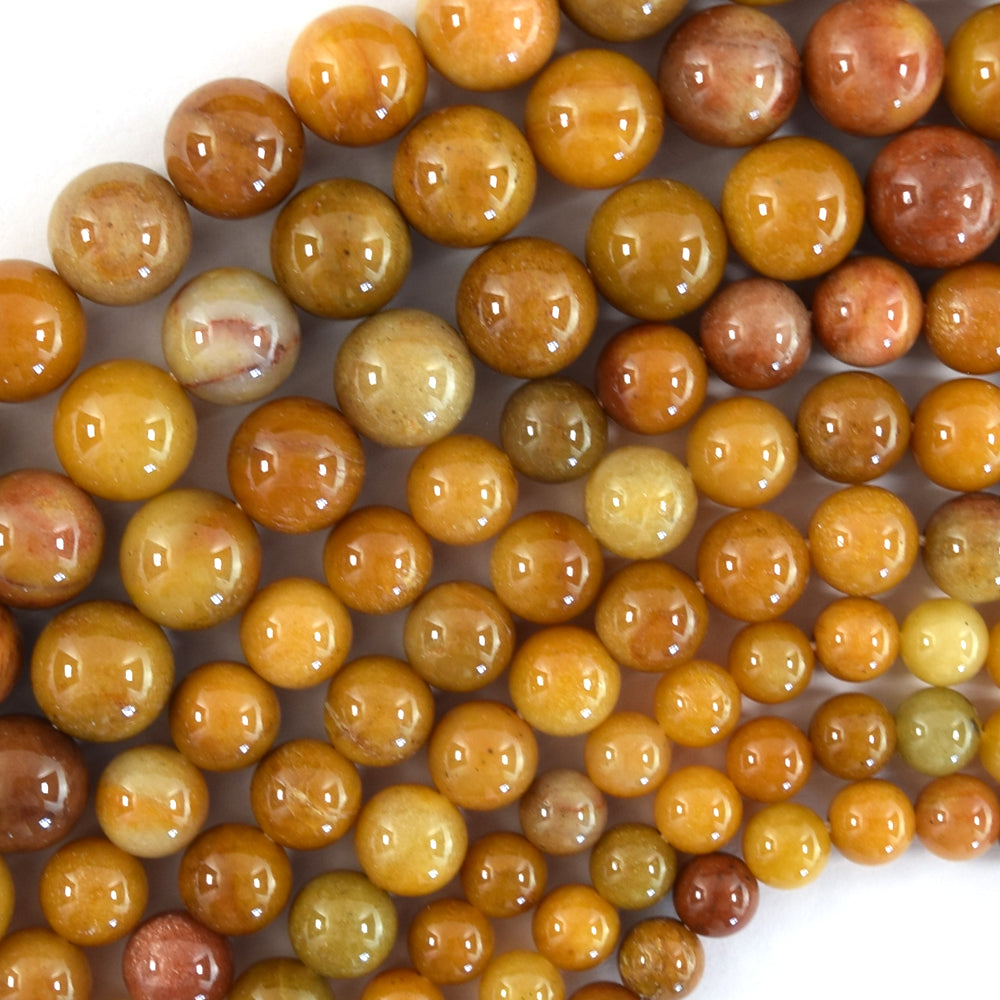 Natural Golden Sand Jade Round Beads Gemstone 15" Strand 6mm 8mm 10mm