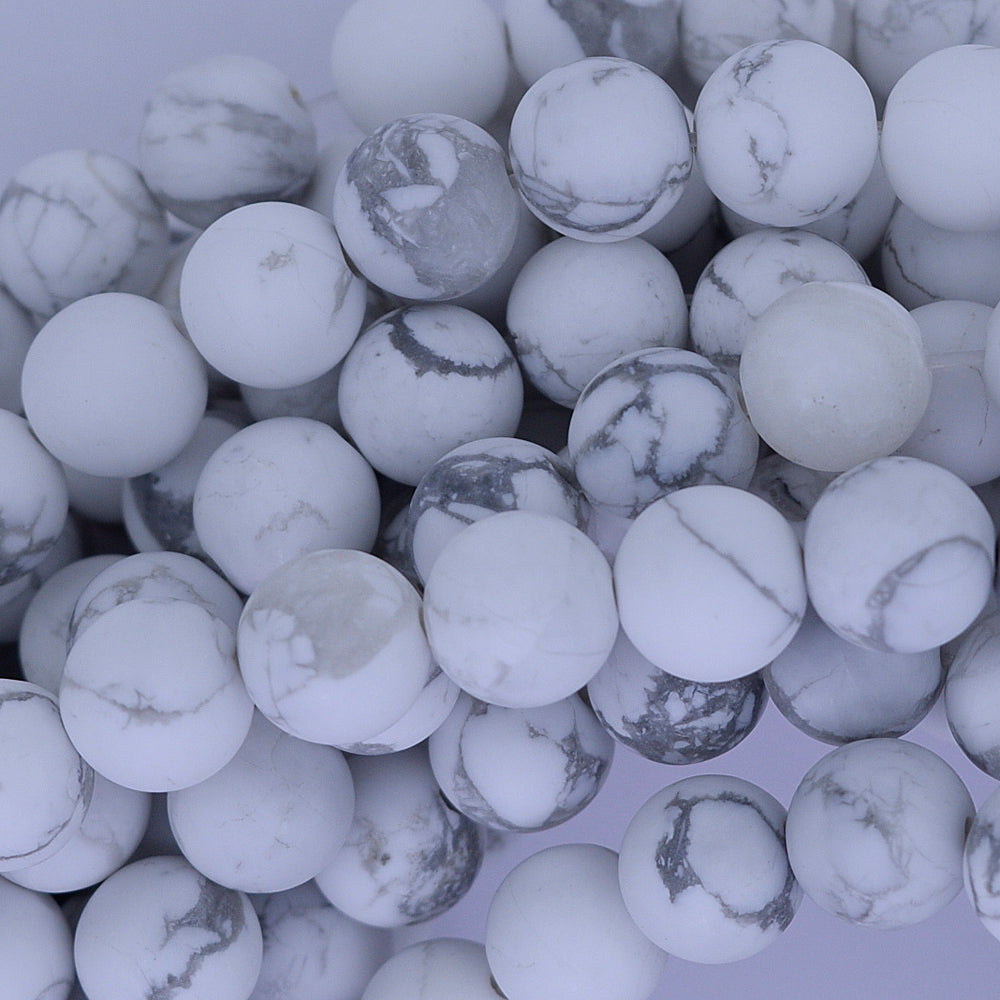 Natural Matte White Howlite Round Beads Gemstone 15" Strand 4mm 6mm 8mm 10mm