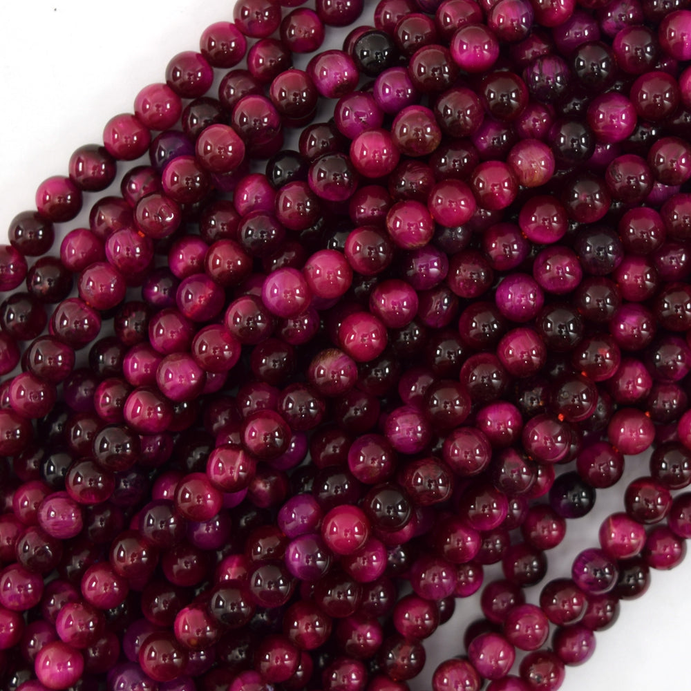 AA Magenta Tiger Eye Round Beads Gemstone 15.5