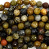 8mm faceted petrified wood agate round beads 15