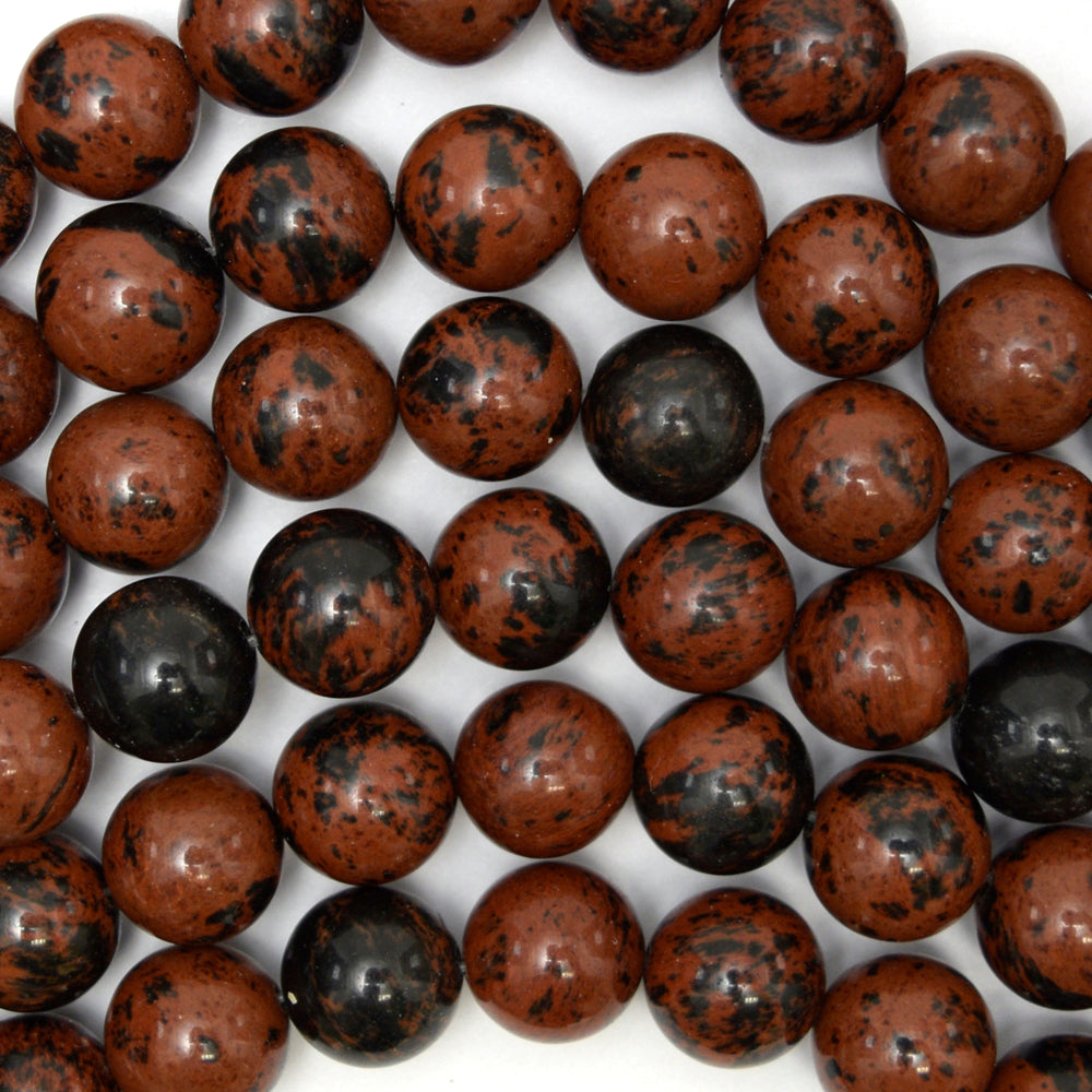 Natural Brown Mahogany Obsidian Round Beads 15" Strand 4mm 6mm 8mm 10mm