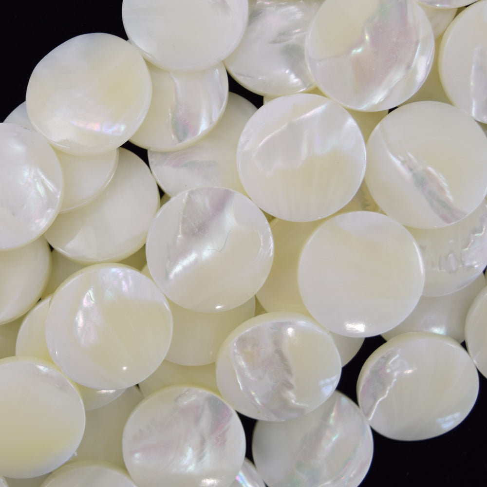 White Mother Of Pearl MOP Coin Beads Gemstone 15.5" Strand 8mm 10mm 15mm 20mm