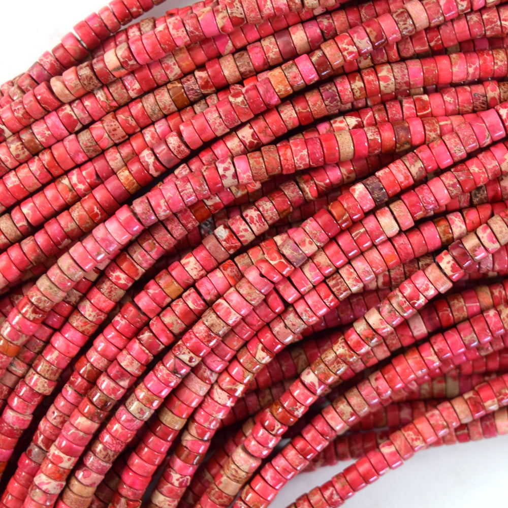 2x4mm Sea Sediment Jasper Heishi Disc Beads 15.5" Strand blue magenta green 4mm