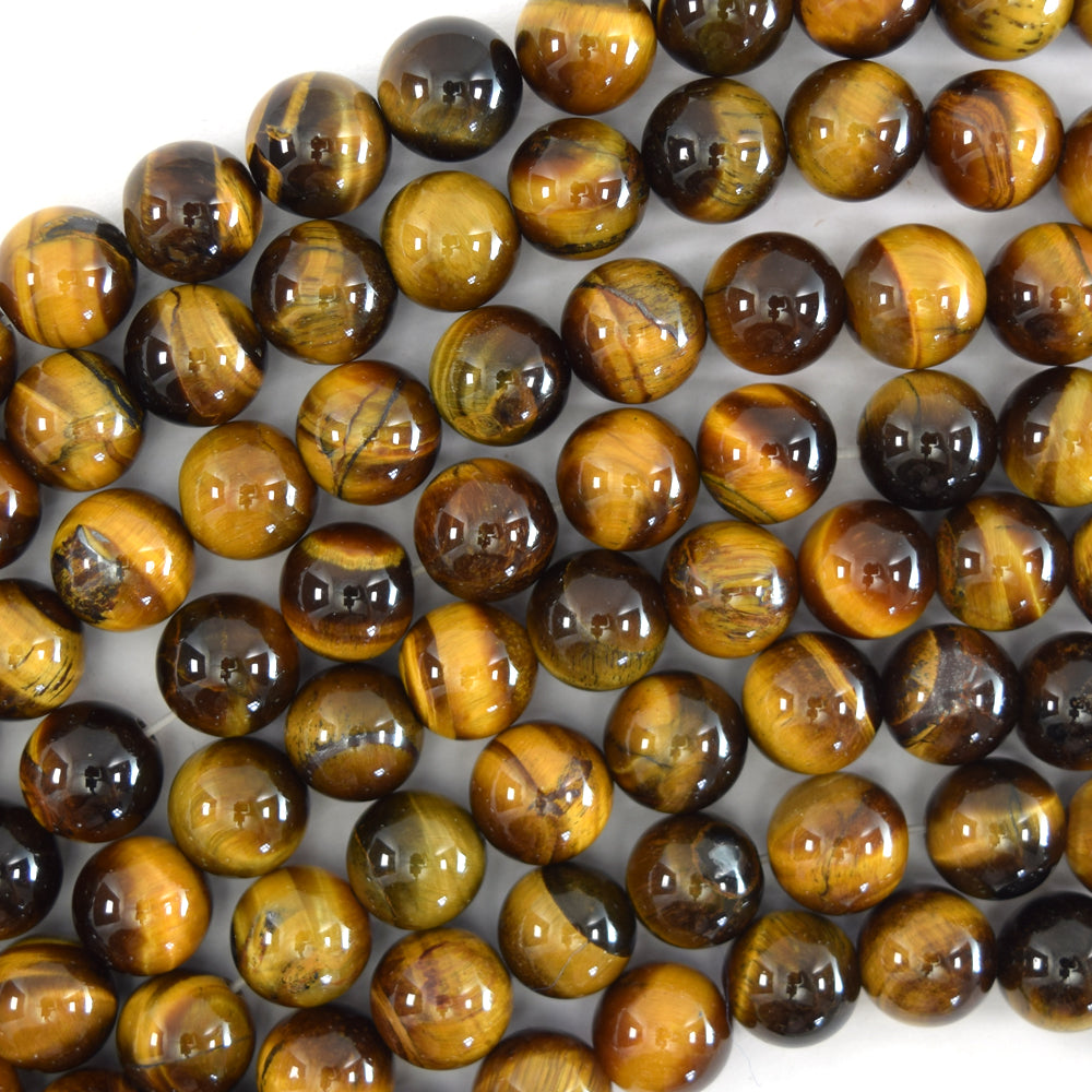 Natural Tiger Eye Round Beads Gemstone 15" Strand 4mm 6mm 8mm 10mm 12mm