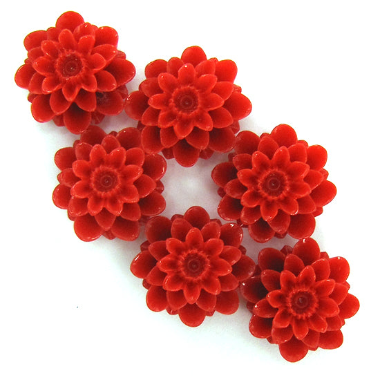 18mm synthetic coral chrysanthemum flower beads 15